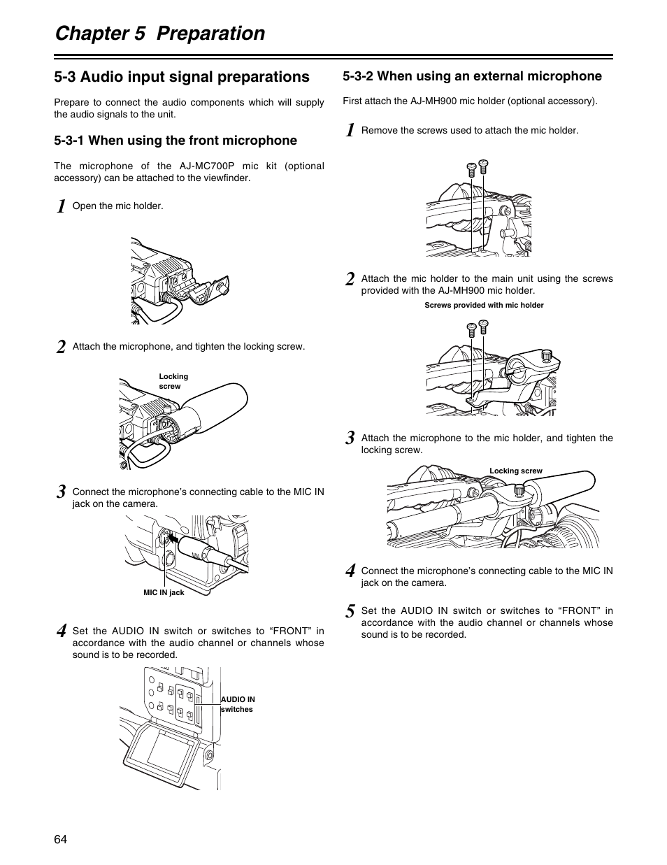 Chapter 5 preparation | Panasonic AJ-HDX400P User Manual | Page 64 / 102