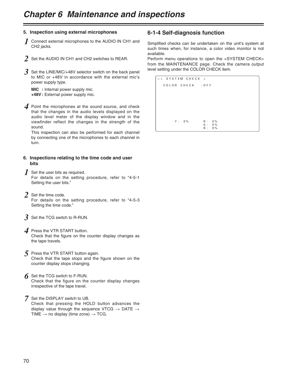 Chapter 6 maintenance and inspections | Panasonic AJ-HDX400P User Manual | Page 70 / 102