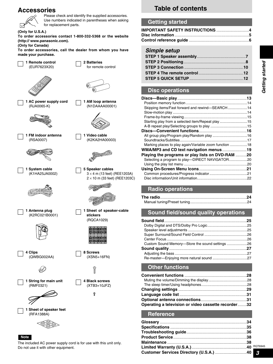 Panasonic SC-ST1 User Manual | Page 3 / 40