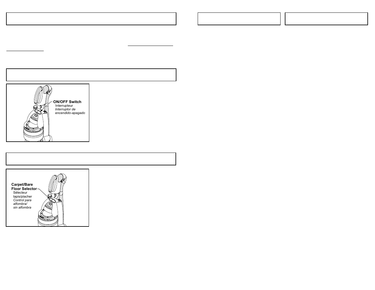 Power cord, On/off switch, Carpet/bare floor selector | Power cord on / off switch | Panasonic MC-UL975 User Manual | Page 22 / 64