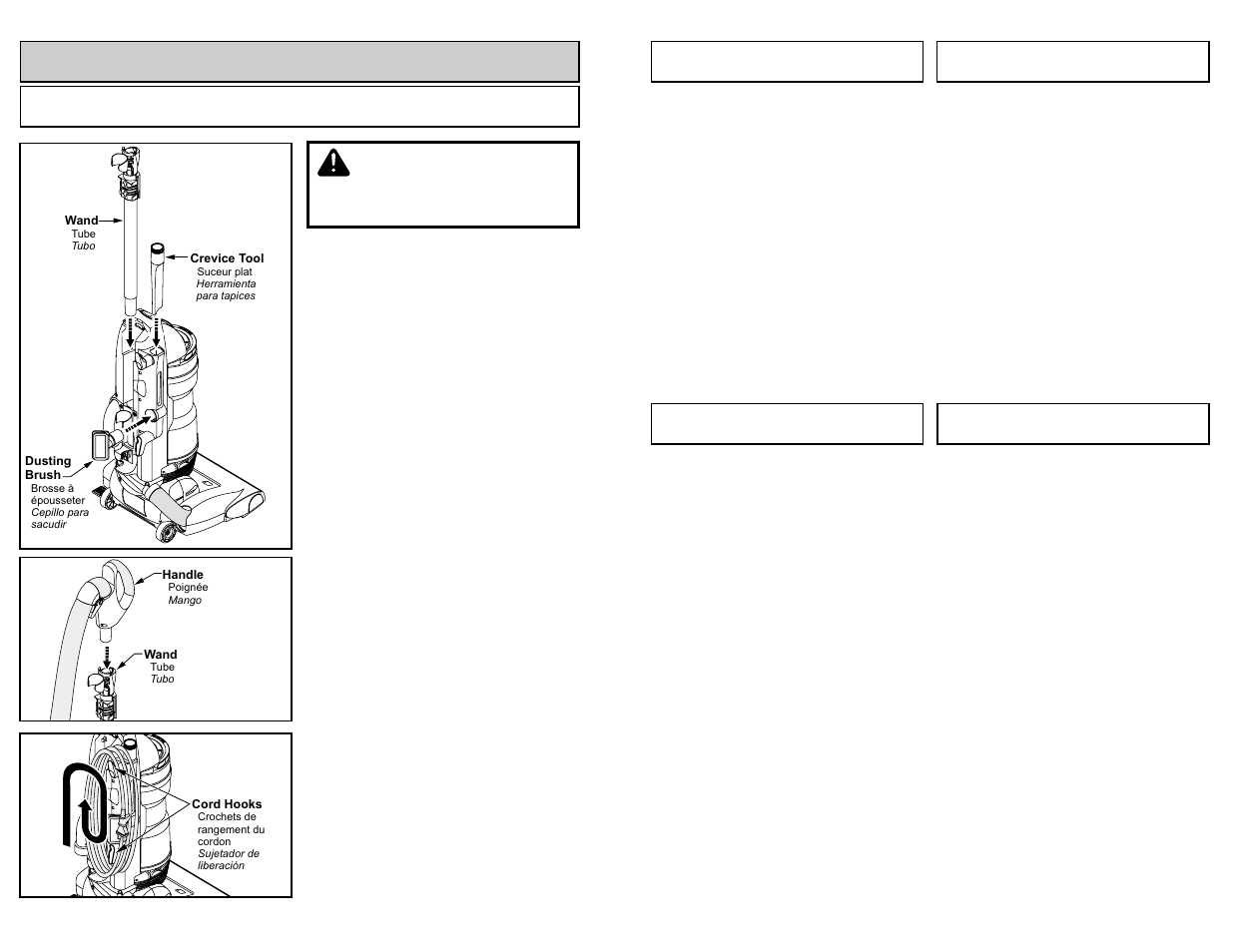 Nettoyage du boîtier et des accessoires, Nettoyage de l’agitateur, Limpieza del exterior y de los herramientas | Limpieza del agitador, Assembly, Caution, Attaching components | Panasonic MC-UL975 User Manual | Page 53 / 64