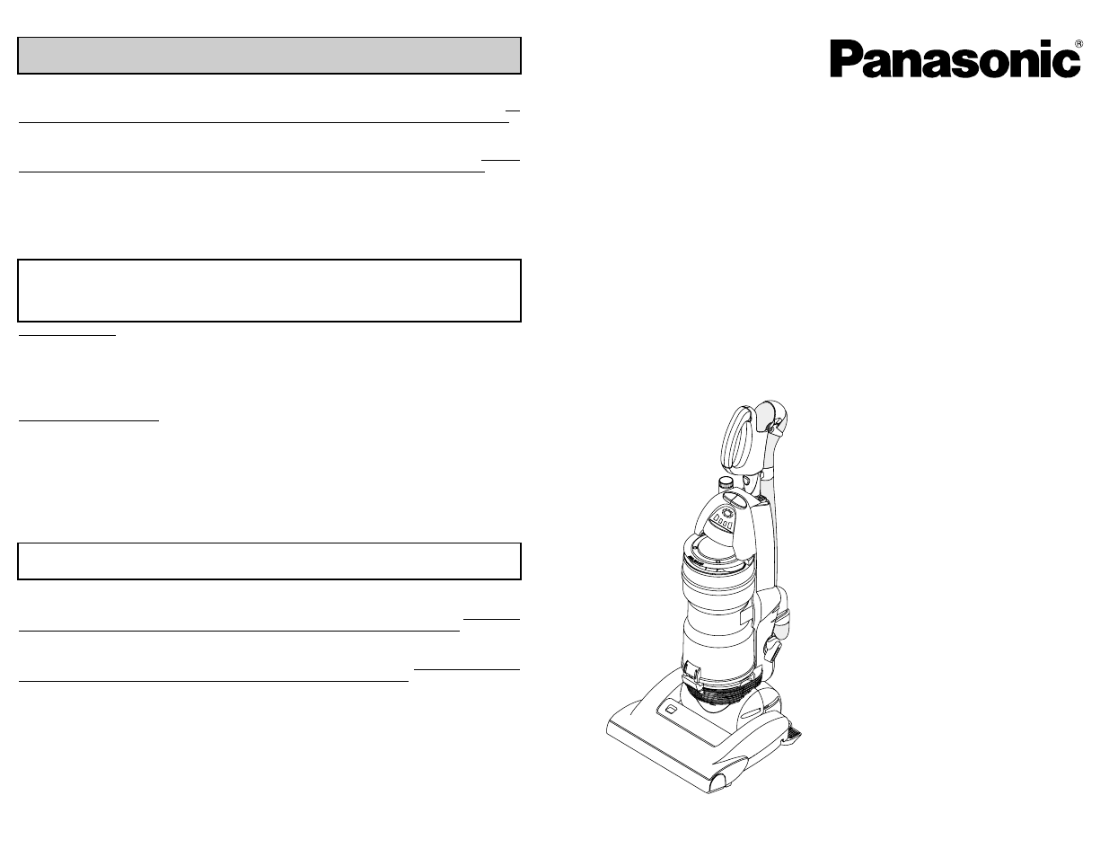 What to do when service is needed, Service après-vente, Cuando necesita servicio | Mc-ul975, Aspiradora, Vacuum cleaner aspirateur | Panasonic MC-UL975 User Manual | Page 64 / 64