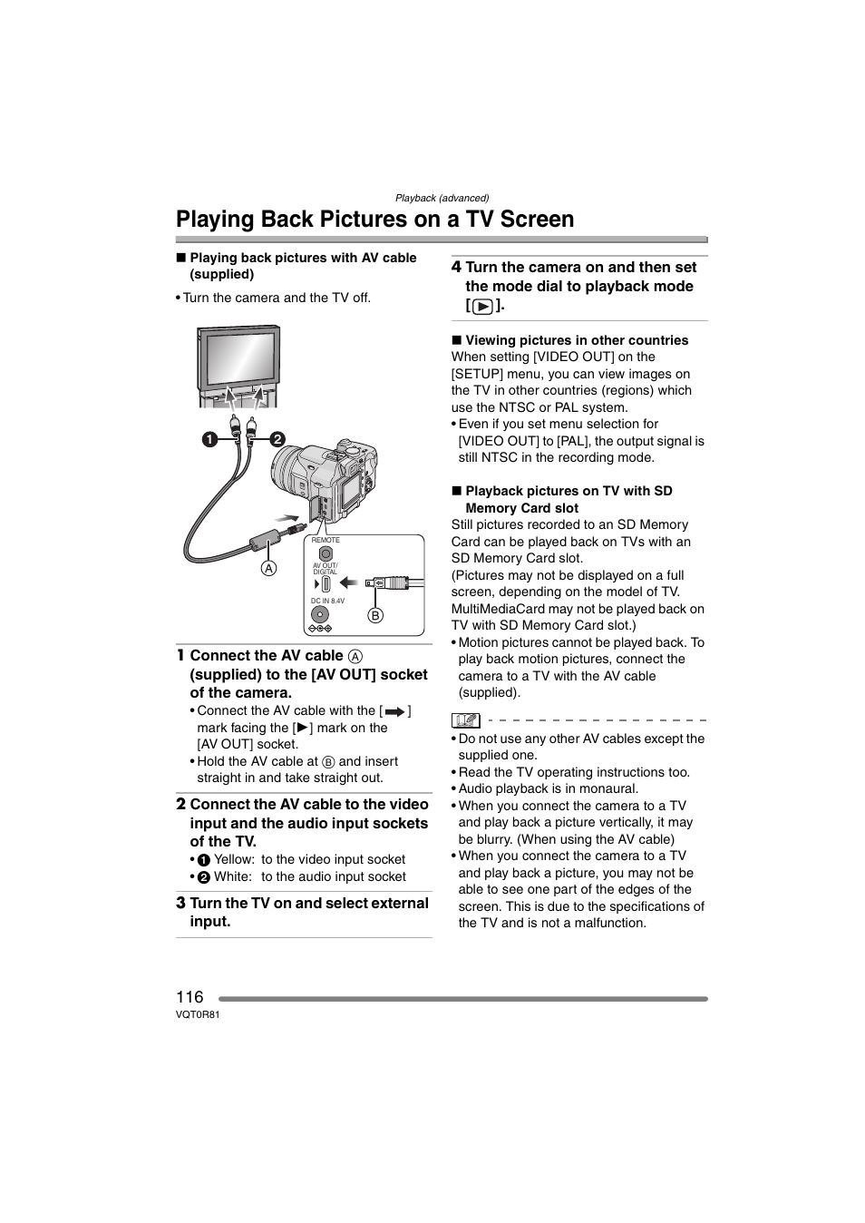 Playing back pictures on a tv screen | Panasonic DMC-FZ30PP User Manual | Page 116 / 148