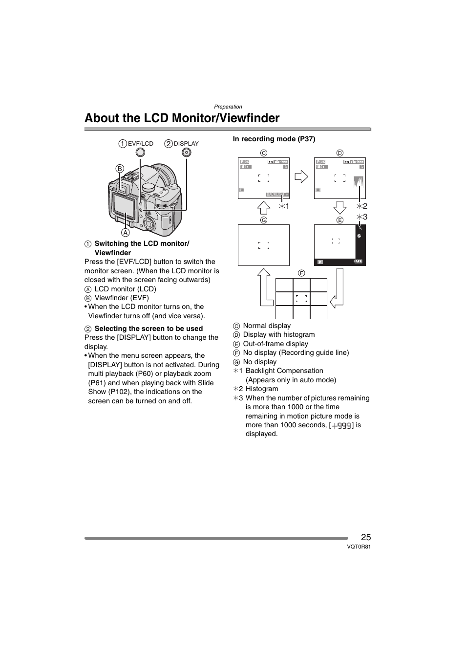 About the lcd monitor/viewfinder | Panasonic DMC-FZ30PP User Manual | Page 25 / 148