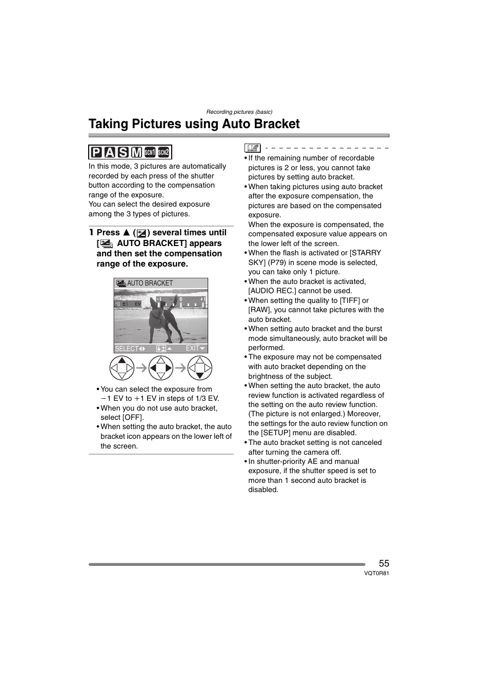 Taking pictures using auto bracket | Panasonic DMC-FZ30PP User Manual | Page 55 / 148