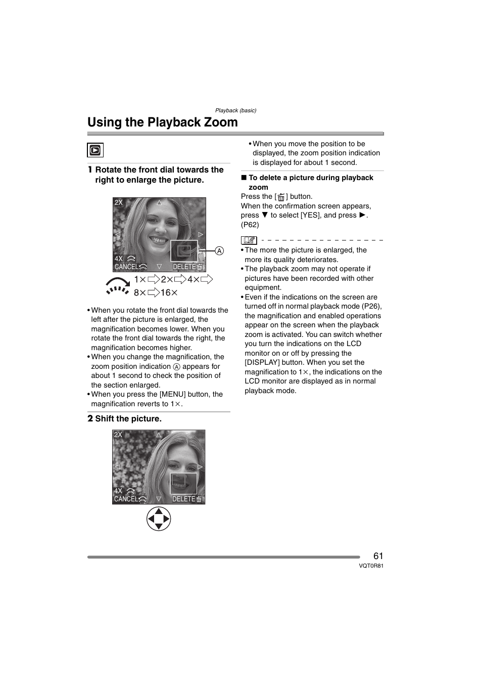 Using the playback zoom | Panasonic DMC-FZ30PP User Manual | Page 61 / 148