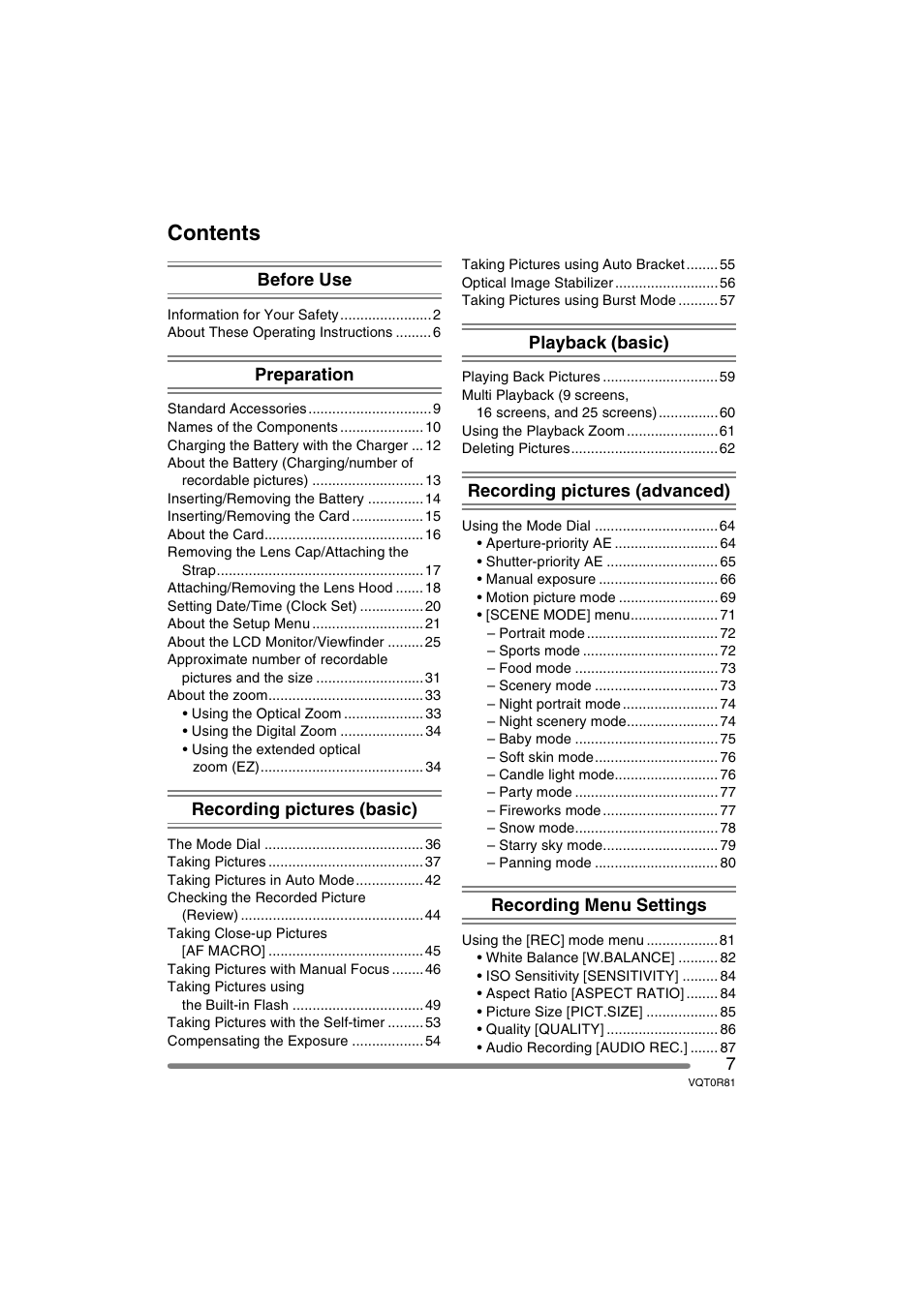 Panasonic DMC-FZ30PP User Manual | Page 7 / 148