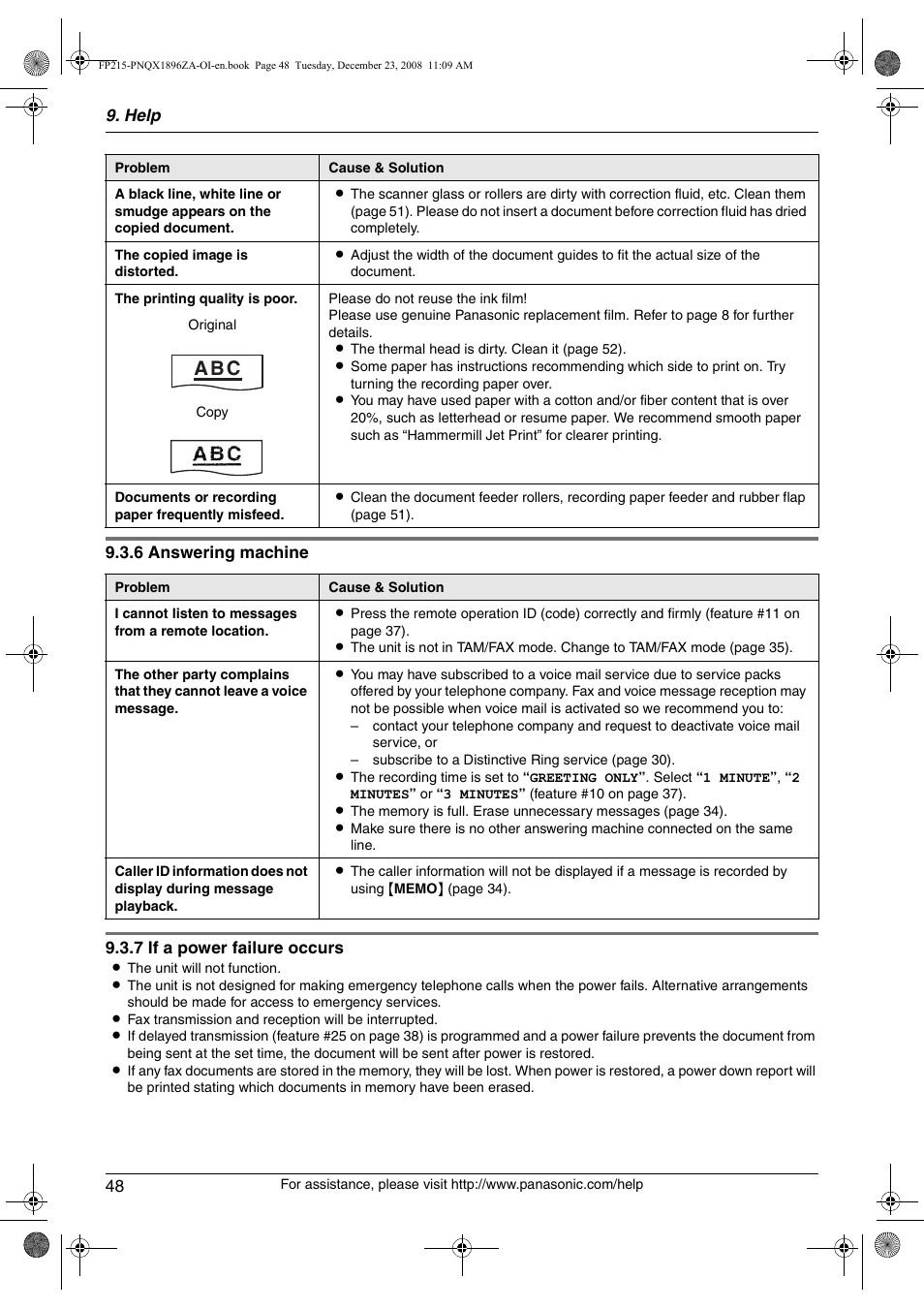 A b c | Panasonic KX-FP215 User Manual | Page 48 / 60