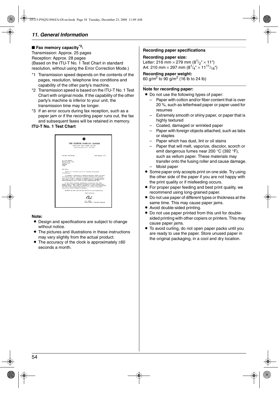 Panasonic KX-FP215 User Manual | Page 54 / 60