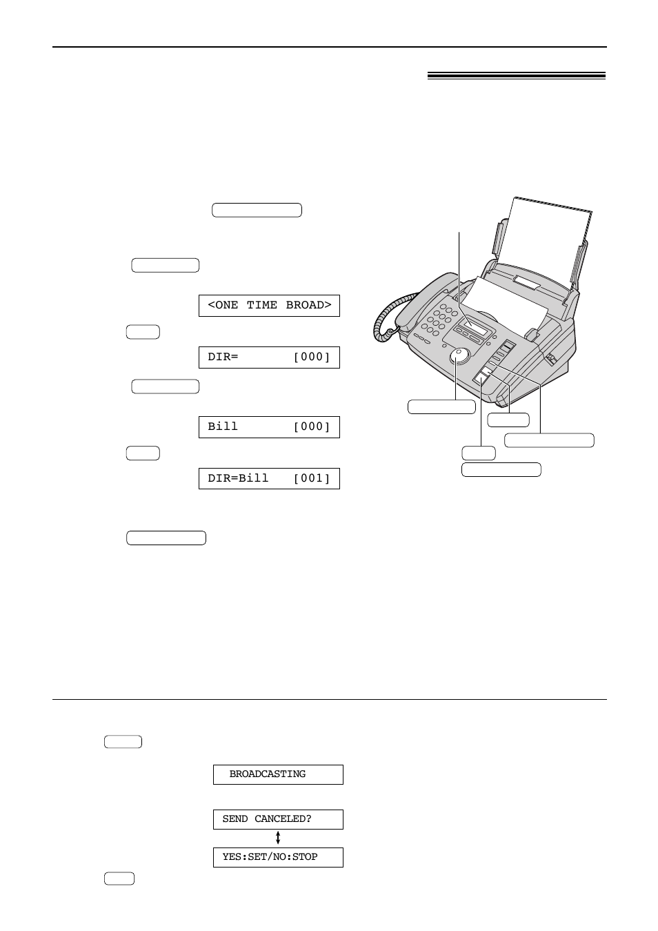 Sending faxes, One time broadcast transmission | Panasonic KX-FP81 User Manual | Page 32 / 76