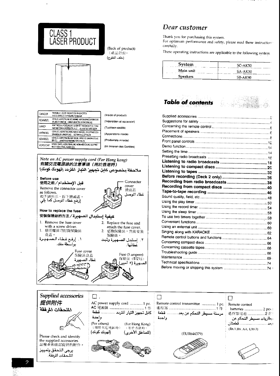 Panasonic SCAK50 User Manual | Page 2 / 38