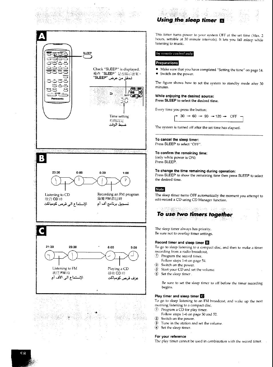 Using thb sleep timer m, Ijixleixlepo | Panasonic SCAK50 User Manual | Page 30 / 38