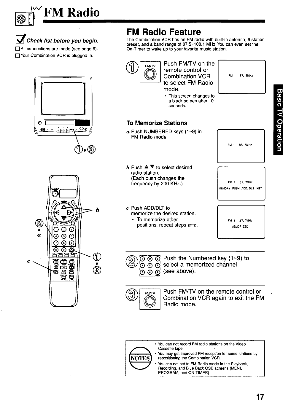 Fm radio, Fm radio feature, To memorize stations | S) fm radio feature | Panasonic PV-M1367AD User Manual | Page 17 / 32