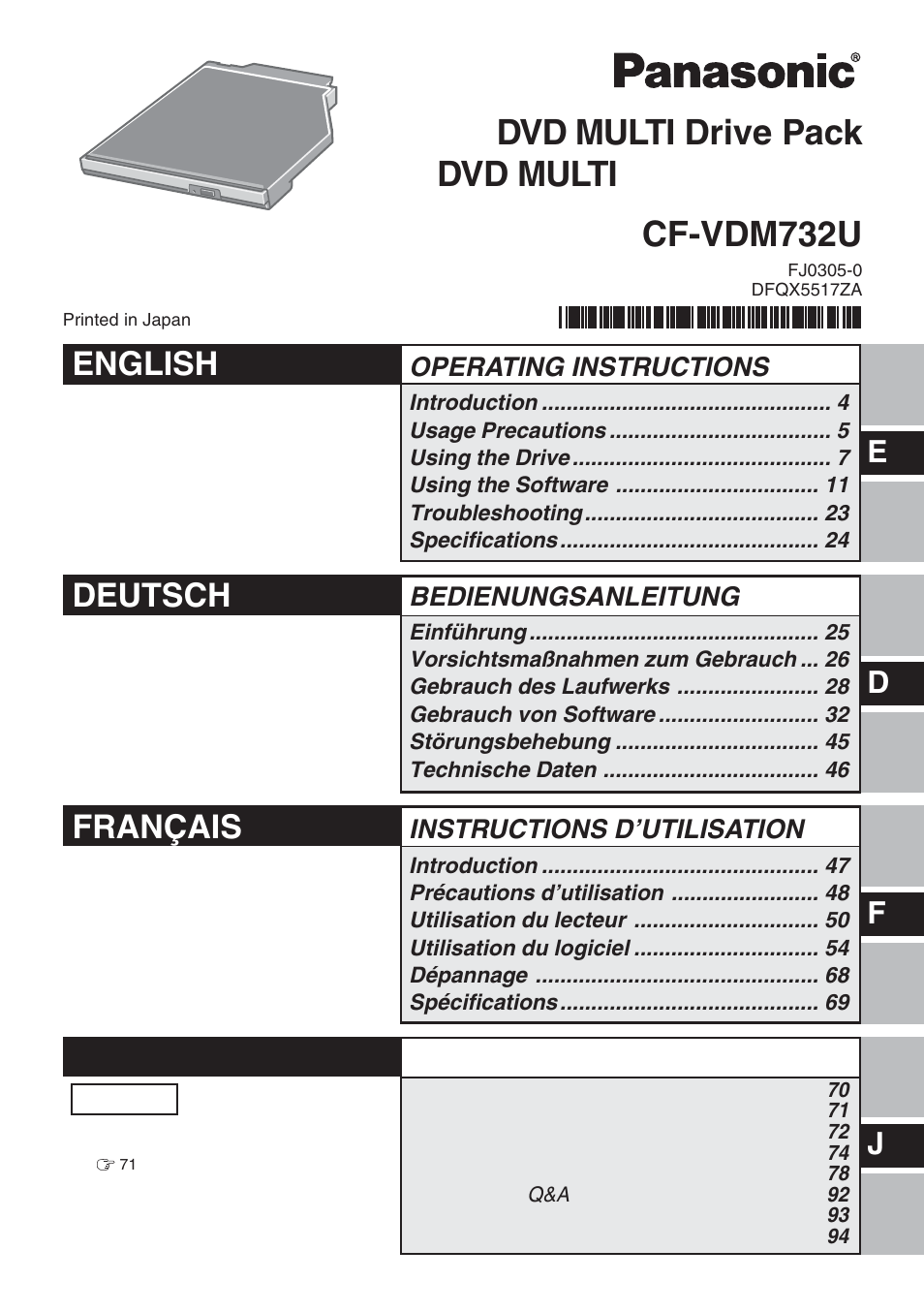 Panasonic CF-VDM732U User Manual | 96 pages