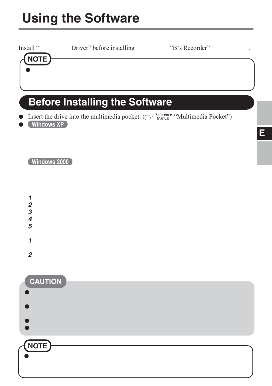 Using the software, Before installing the software | Panasonic CF-VDM732U User Manual | Page 11 / 96