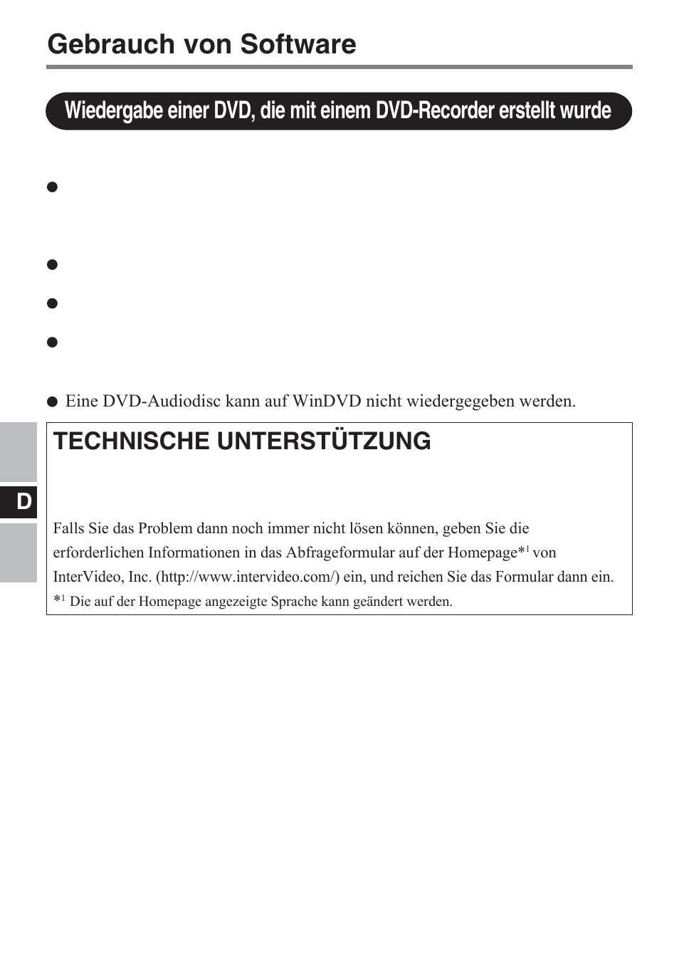 Gebrauch von software, Technische unterstützung | Panasonic CF-VDM732U User Manual | Page 38 / 96