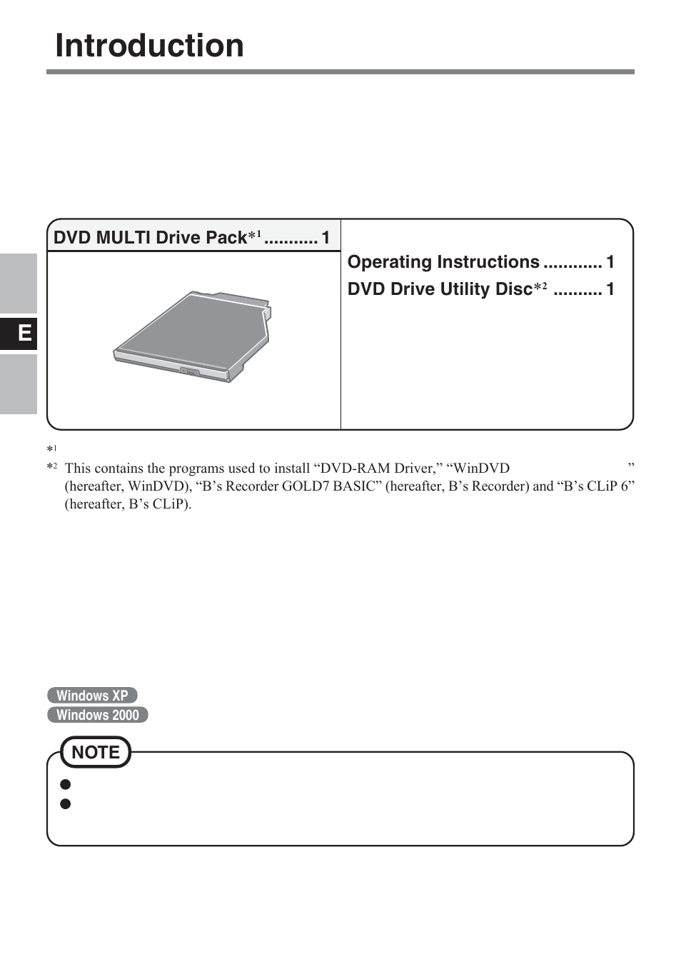 Introduction, Dvd multi drive pack, Operating instructions dvd drive utility disc | Panasonic CF-VDM732U User Manual | Page 4 / 96