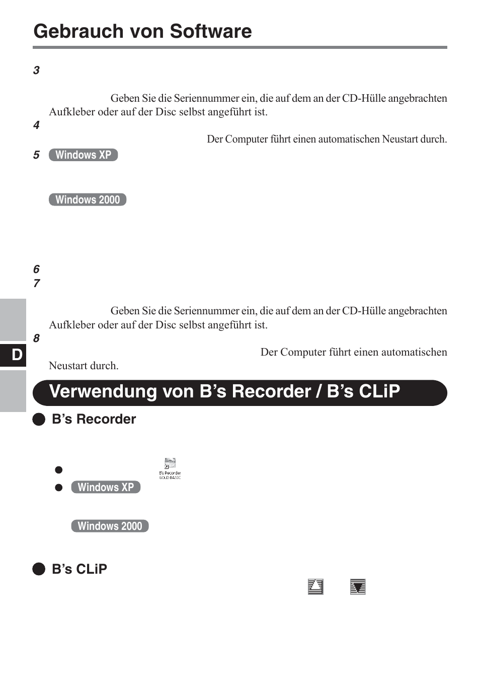 Gebrauch von software, Verwendung von b’s recorder / b’s clip, B’s recorder | B’s clip | Panasonic CF-VDM732U User Manual | Page 40 / 96