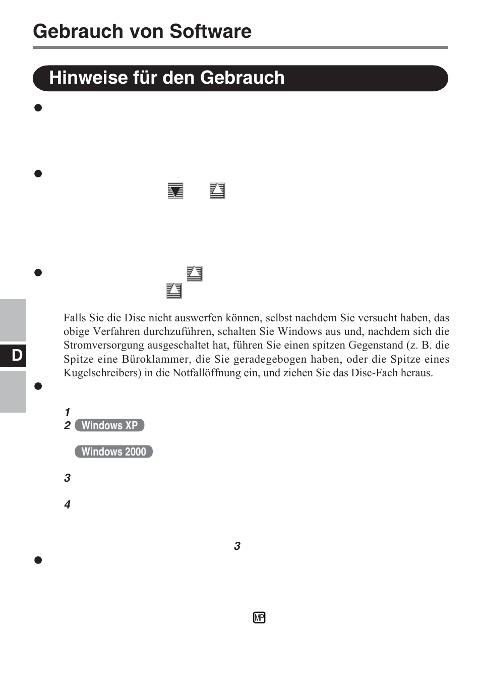 Gebrauch von software, Hinweise für den gebrauch | Panasonic CF-VDM732U User Manual | Page 42 / 96