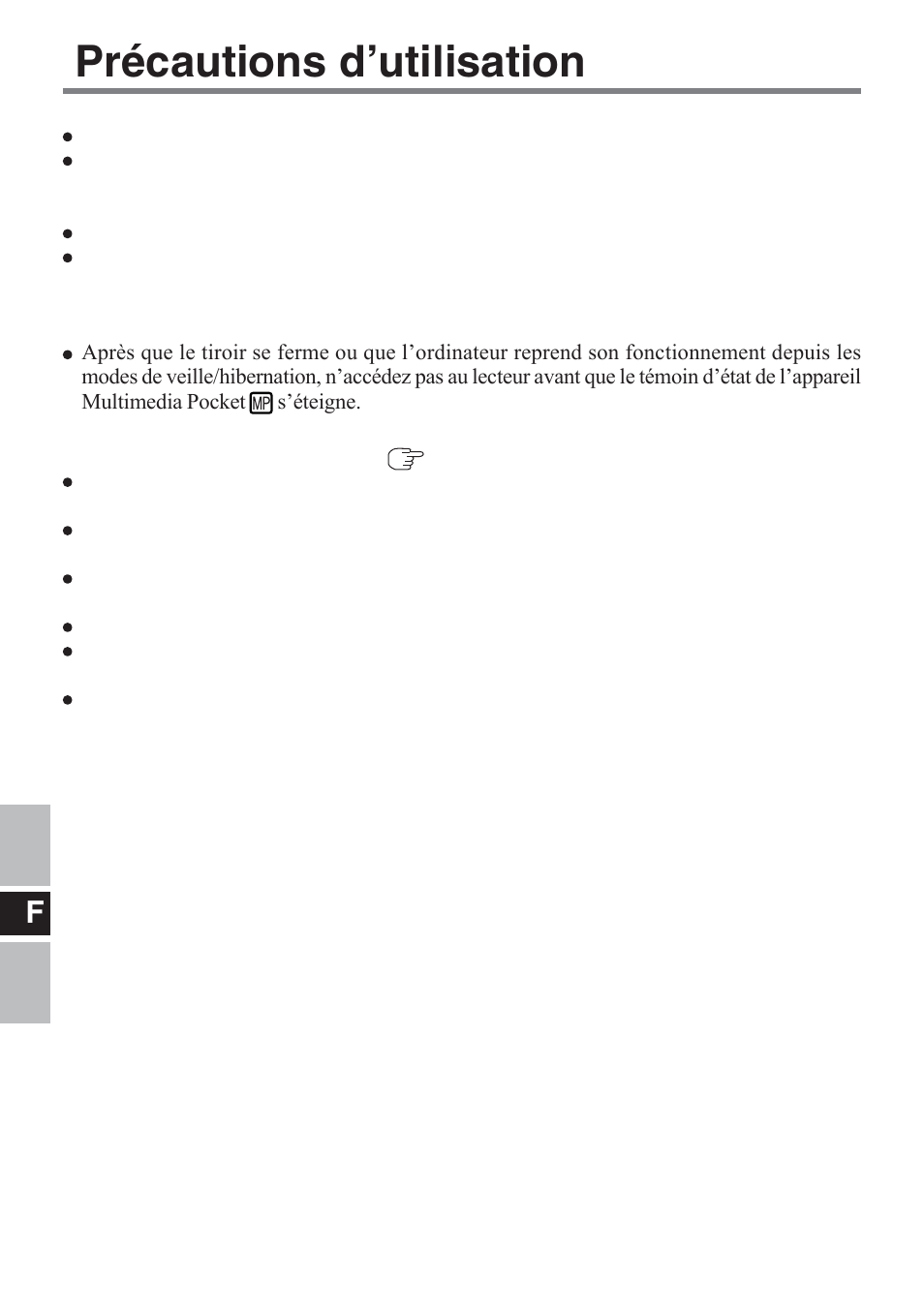 Précautions d’utilisation | Panasonic CF-VDM732U User Manual | Page 48 / 96