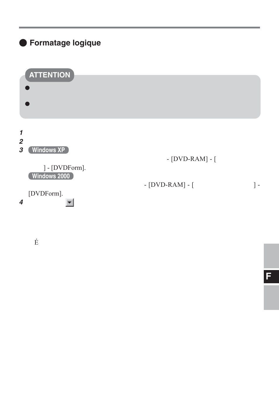 Formatage logique | Panasonic CF-VDM732U User Manual | Page 67 / 96