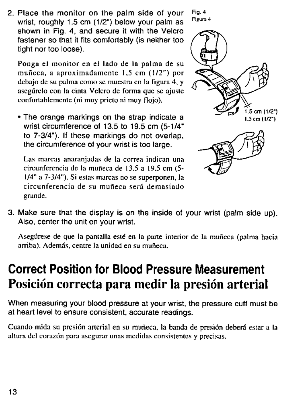 Correct position for blood pressure measurement, Posición correcta para medir la presión arterial | Panasonic EW280 User Manual | Page 14 / 32