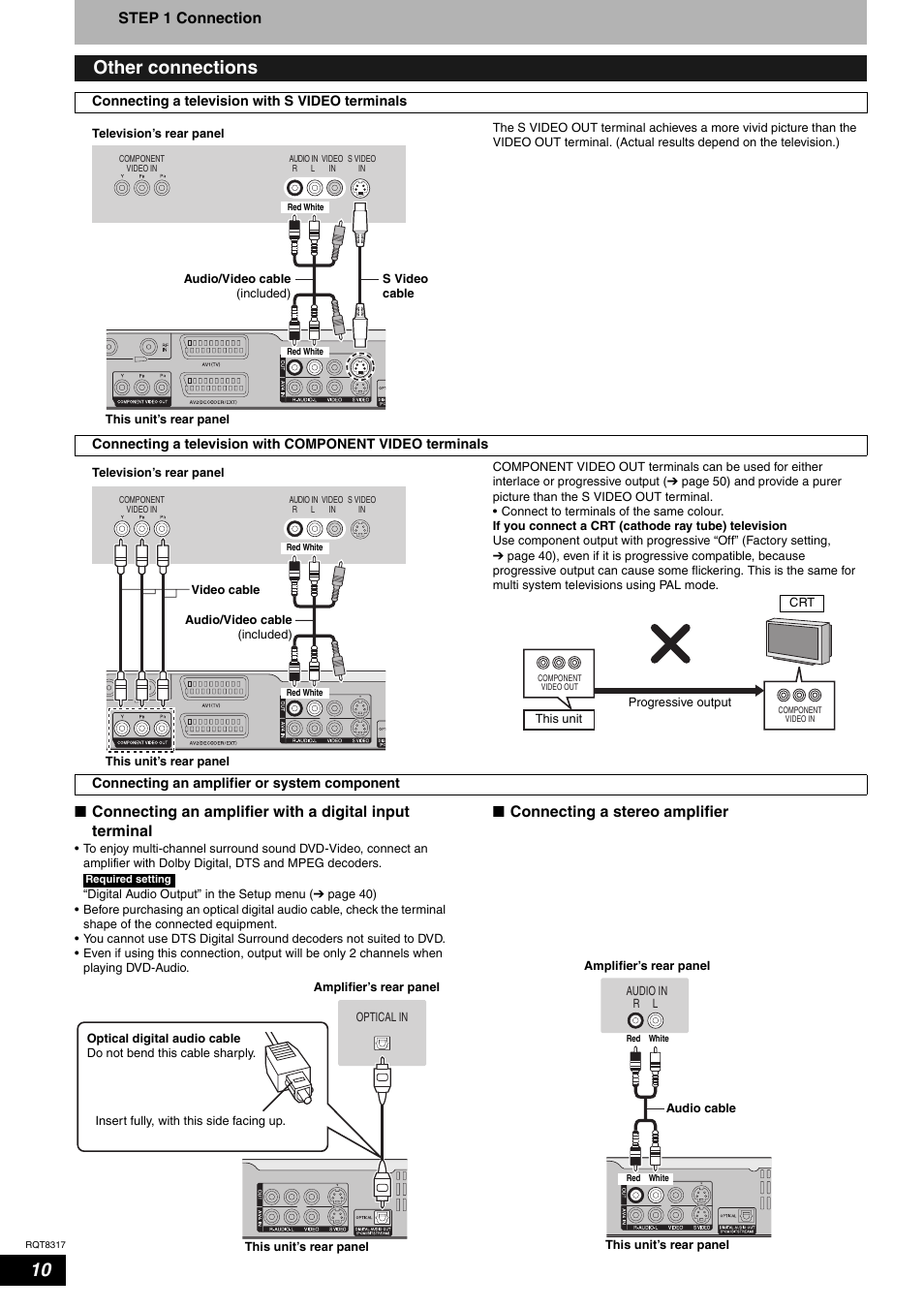 Other connections, Step 1 connection, Nconnecting a stereo amplifier | Panasonic DIGA DMR-ES15 User Manual | Page 10 / 52