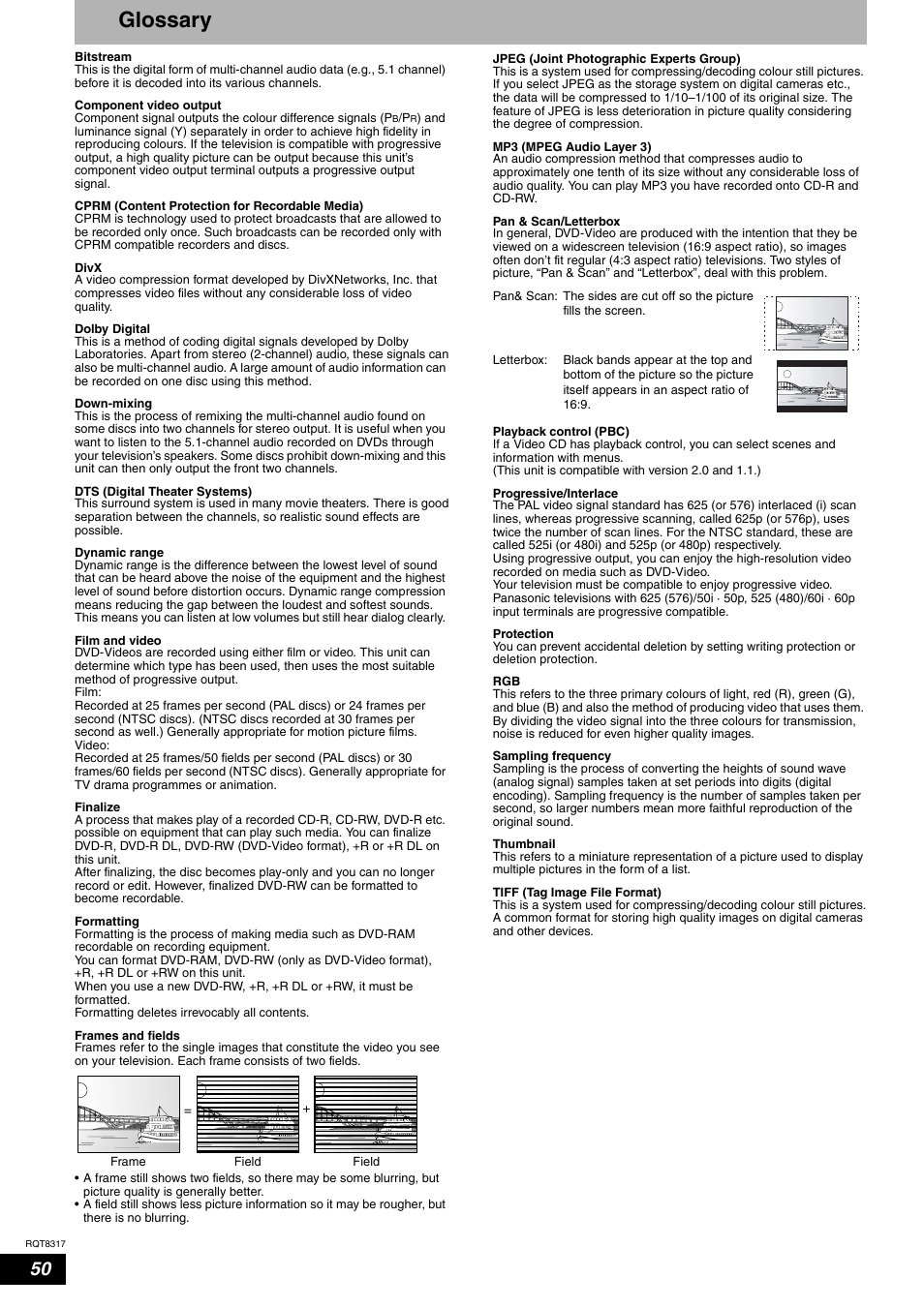 Glossary | Panasonic DIGA DMR-ES15 User Manual | Page 50 / 52