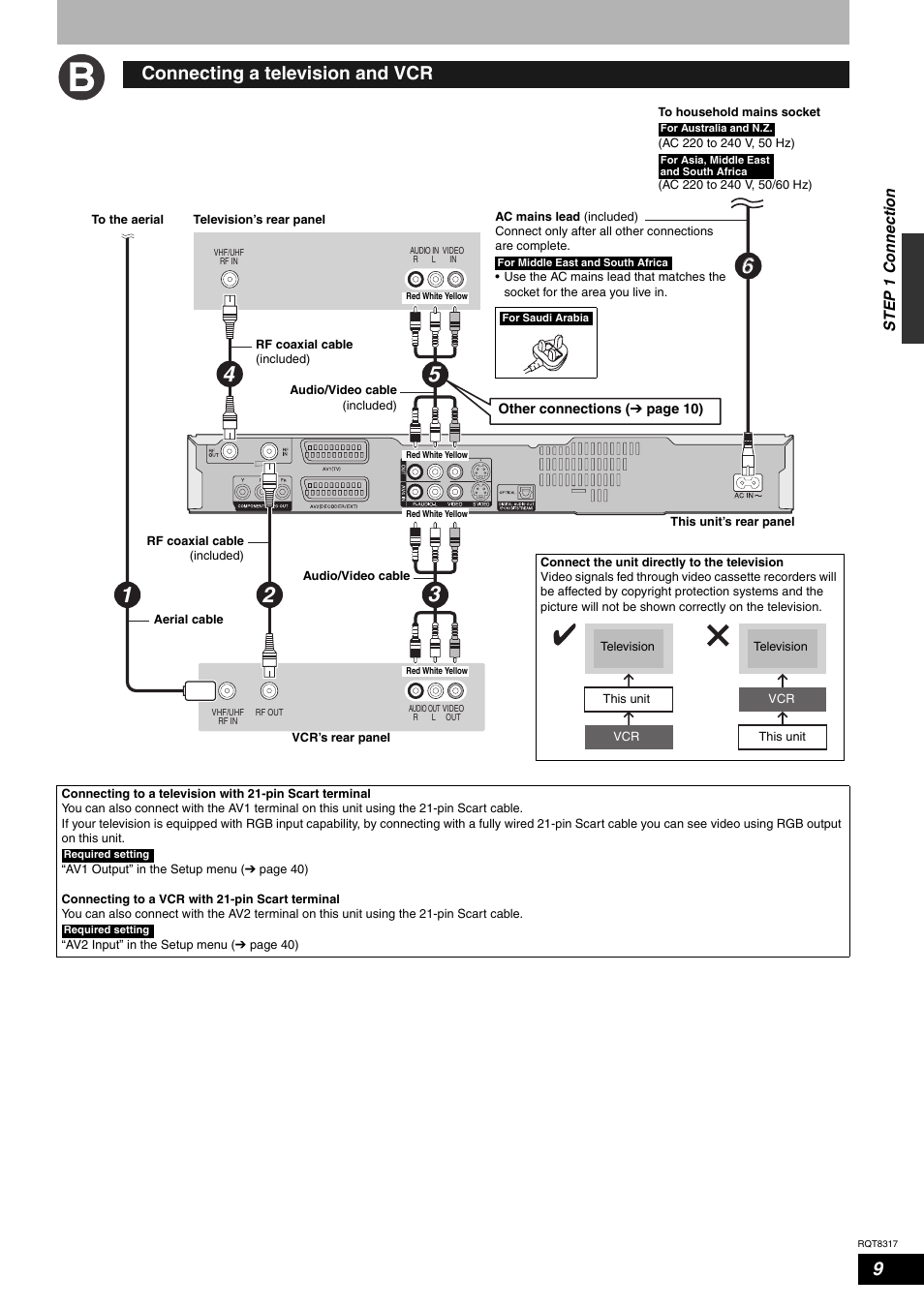 9connecting a television and vcr | Panasonic DIGA DMR-ES15 User Manual | Page 9 / 52