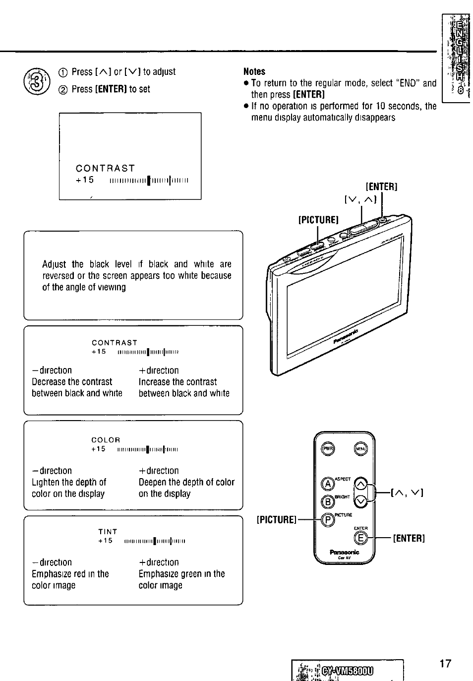 Notes, Enter | Panasonic CY-VM5800U User Manual | Page 17 / 64