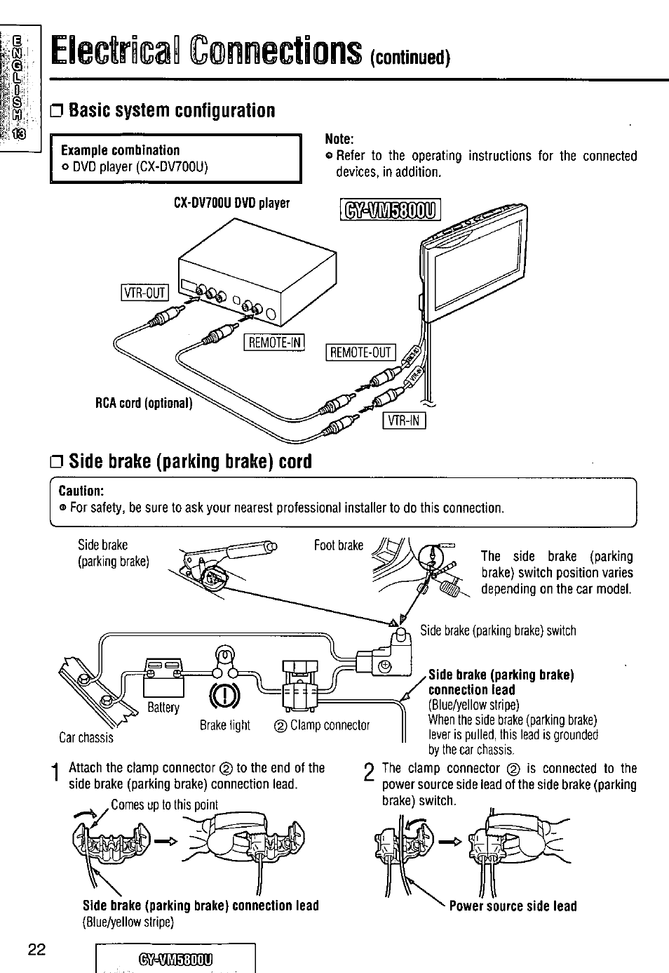 Basic system configuration, Eleotrioai oonneotions (continued) | Panasonic CY-VM5800U User Manual | Page 22 / 64