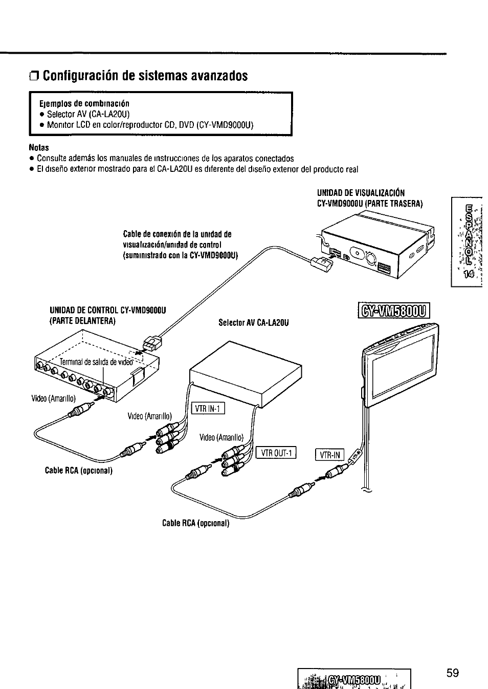 Configuración de sistemas avanzados, Notas | Panasonic CY-VM5800U User Manual | Page 59 / 64