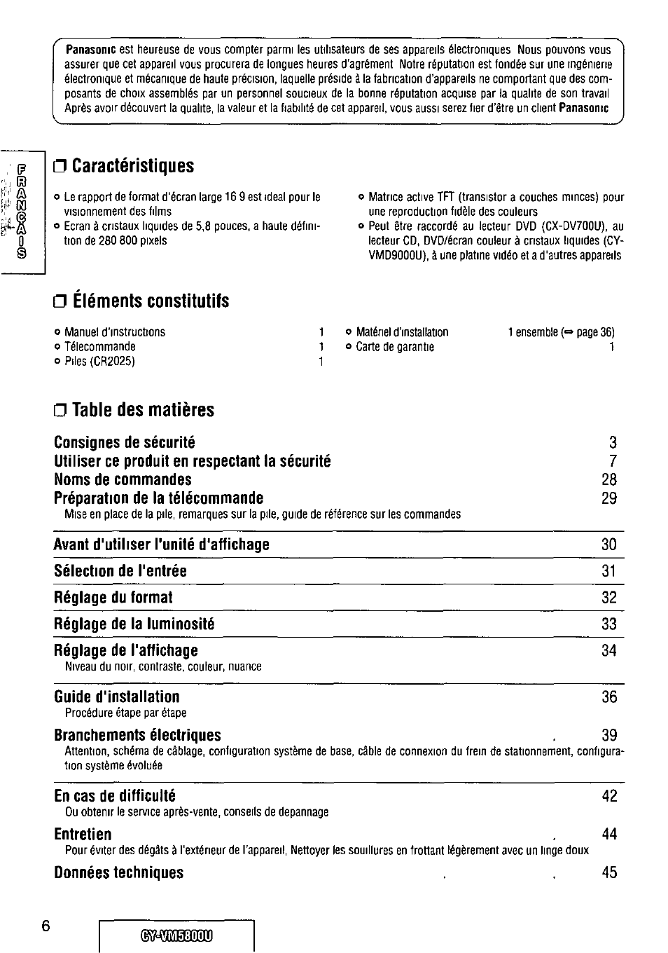 Panasonic CY-VM5800U User Manual | Page 6 / 64