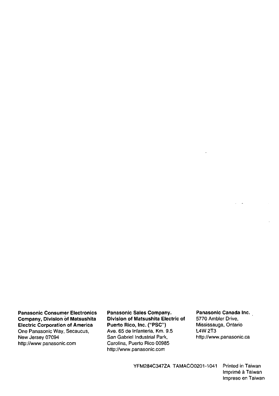 Panasonic CY-VM5800U User Manual | Page 64 / 64