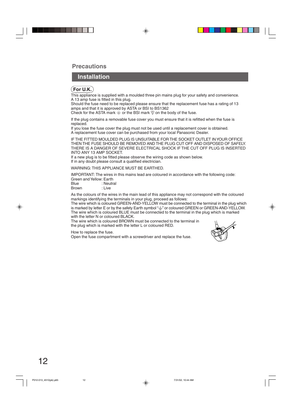 Precautions installation | Panasonic DP-3510 User Manual | Page 12 / 130