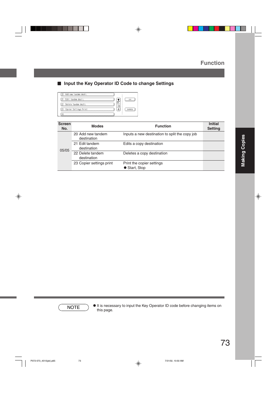 Function | Panasonic DP-3510 User Manual | Page 73 / 130