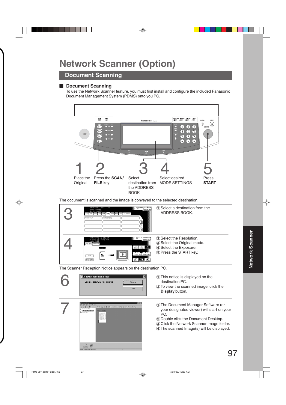 Network scanner (option) | Panasonic DP-3510 User Manual | Page 97 / 130