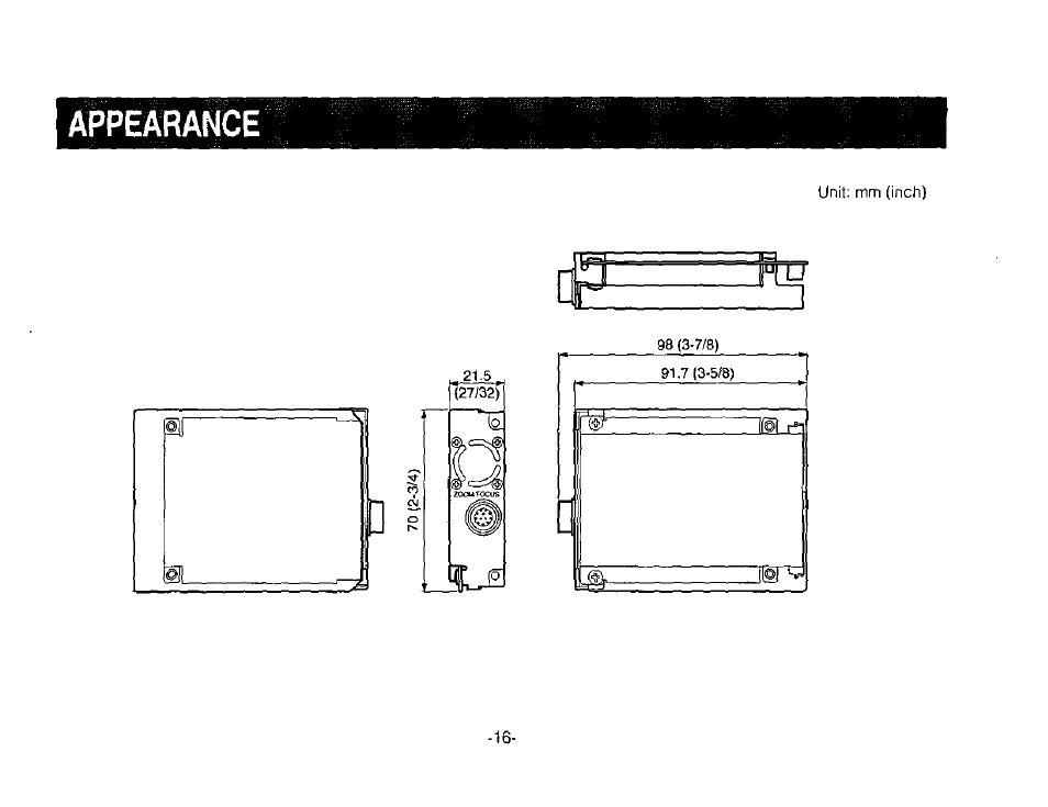 Appearance | Panasonic AW-PB303 User Manual | Page 16 / 19