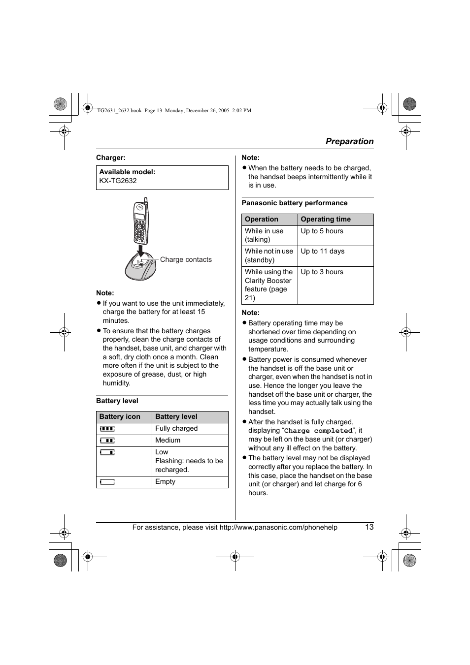 Panasonic 2.4 GHz Digital Cordless Answering System KX-TG2631 User Manual | Page 13 / 60