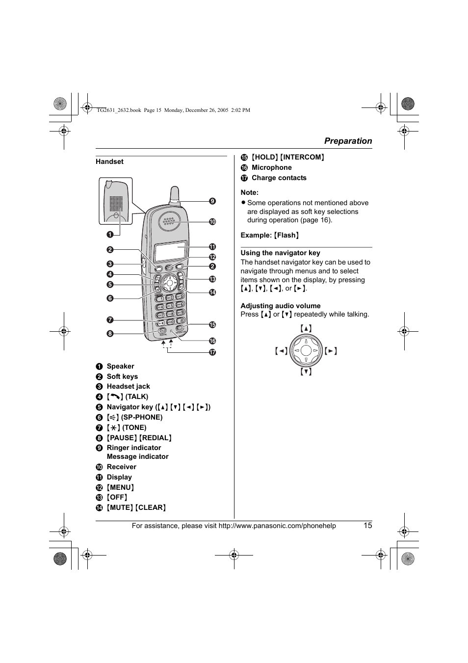 Panasonic 2.4 GHz Digital Cordless Answering System KX-TG2631 User Manual | Page 15 / 60