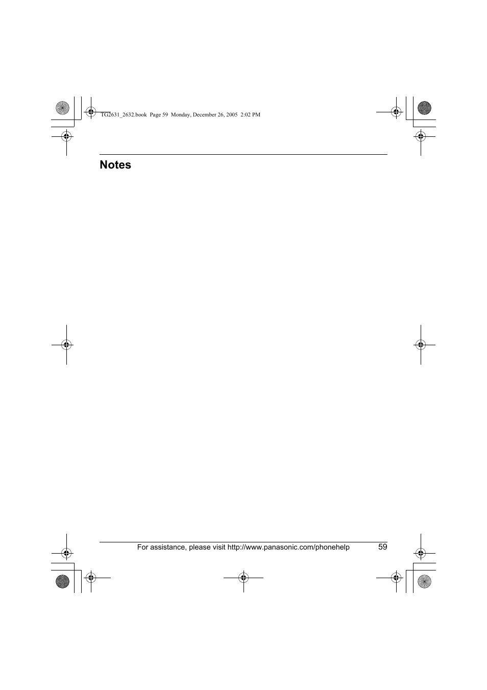 Panasonic 2.4 GHz Digital Cordless Answering System KX-TG2631 User Manual | Page 59 / 60