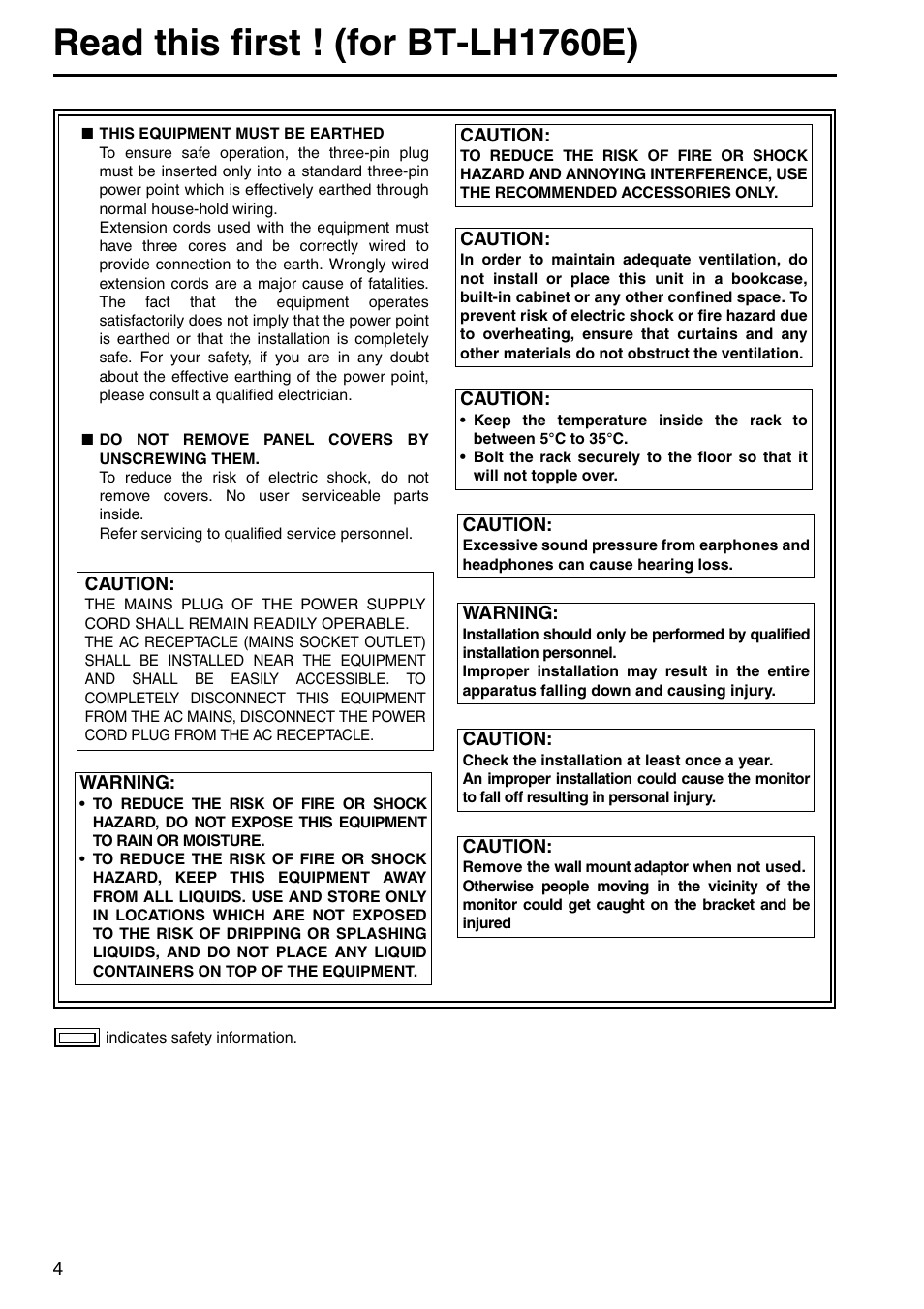 Read this first ! (for bt-lh1760e) | Panasonic BT-LH1760E User Manual | Page 4 / 44