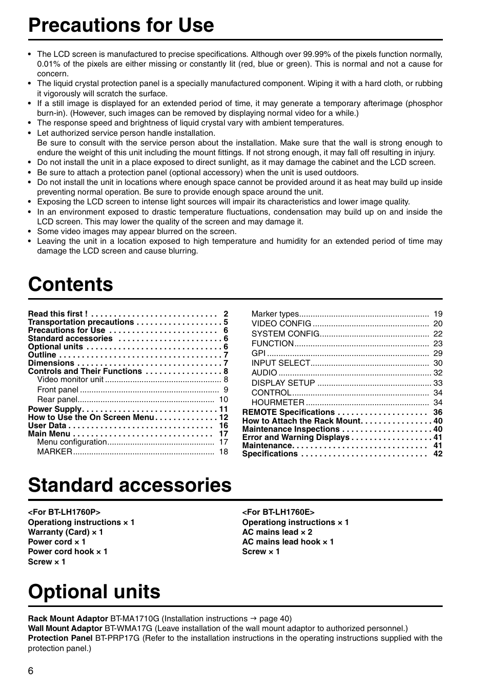 Panasonic BT-LH1760E User Manual | Page 6 / 44