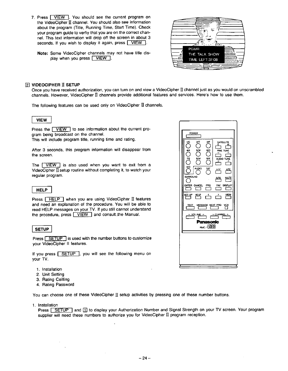 Panasonic VideoCipher II Integrated Satellite Receiver/Positioner/Descrambler CRD-4500 User Manual | Page 25 / 32