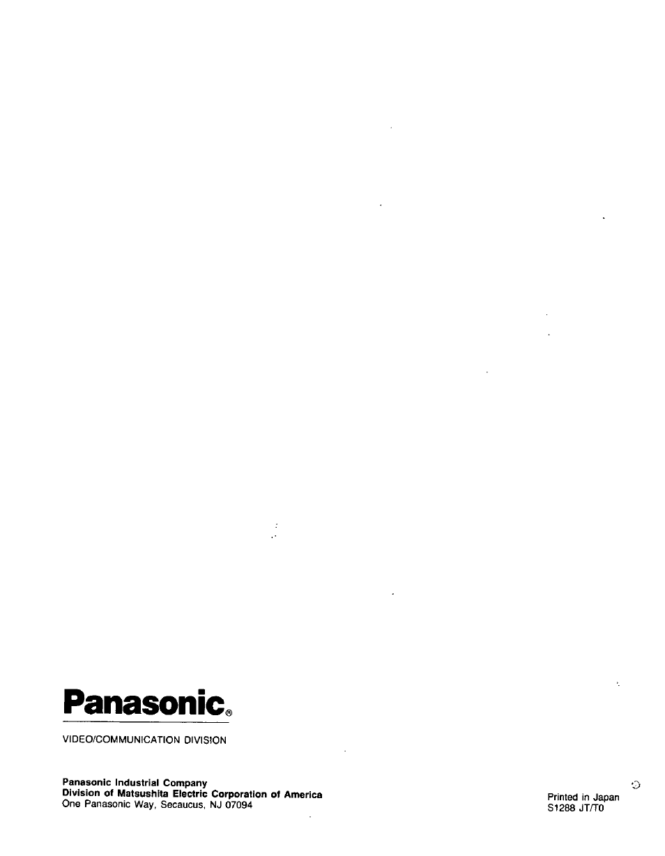 Panasonic industrial company, Panasonic | Panasonic VideoCipher II Integrated Satellite Receiver/Positioner/Descrambler CRD-4500 User Manual | Page 32 / 32