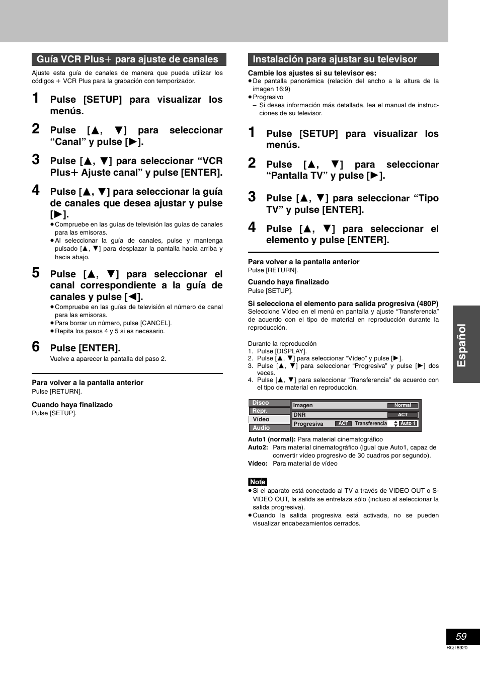 Español | Panasonic DMR E50 User Manual | Page 59 / 64