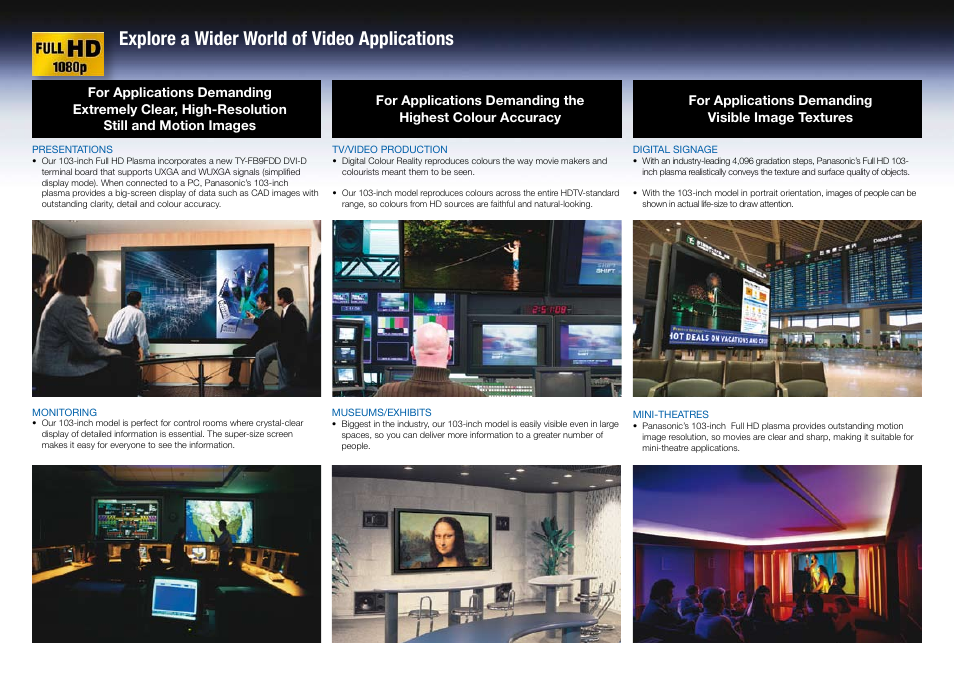 Explore a wider world of video applications | Panasonic 65" Black 1080p User Manual | Page 3 / 4