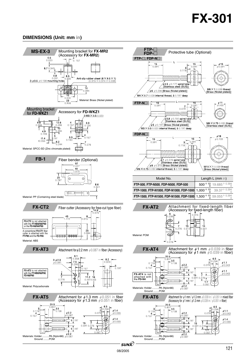 Fx-301, Dimensions (unit: mm in ), Ms-ex-3 | Panasonic Digital Fiber Sensor FX-301 User Manual | Page 54 / 66