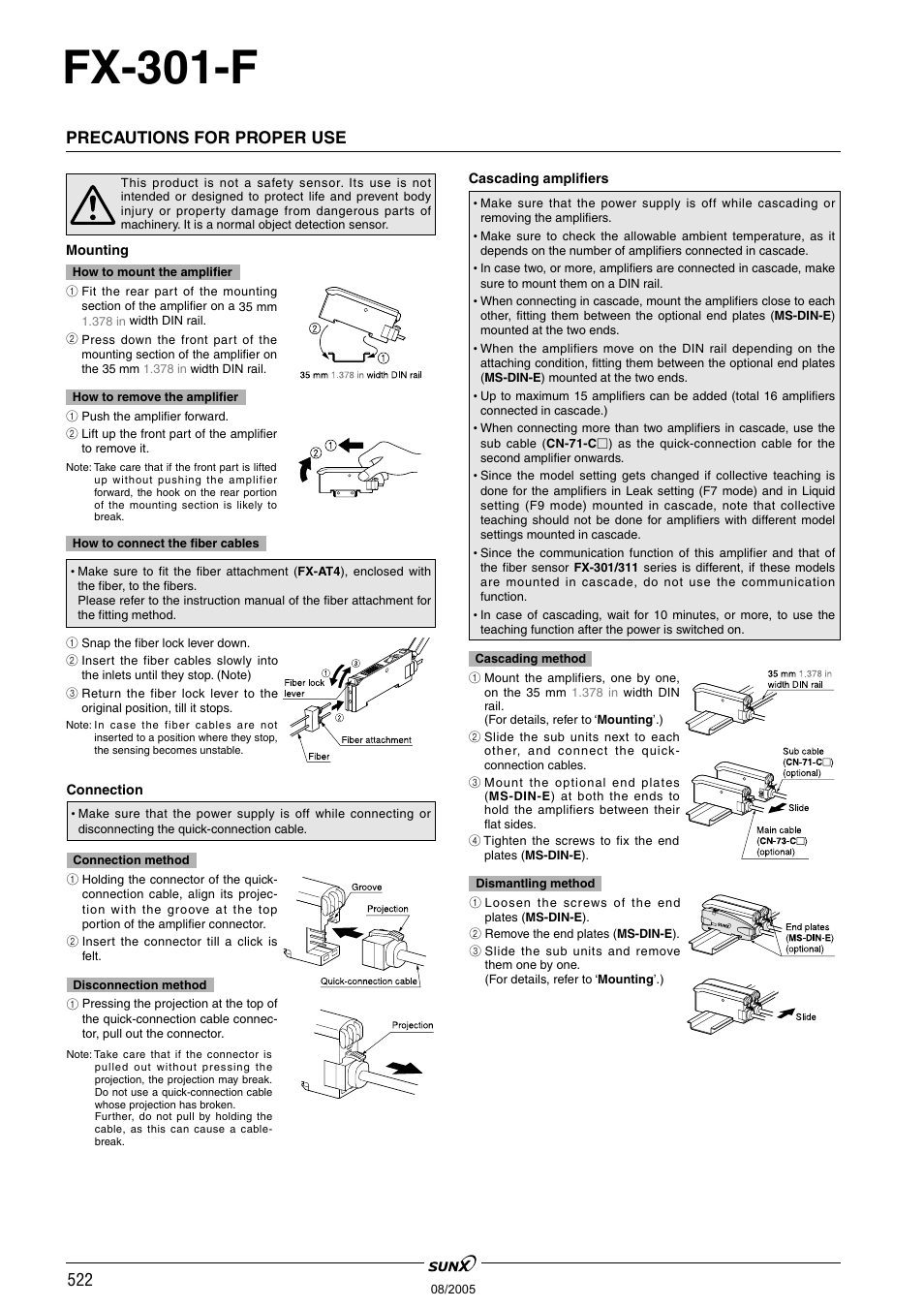 Fx-301-f, Precautions for proper use | Panasonic Digital Fiber Sensor FX-301 User Manual | Page 59 / 66