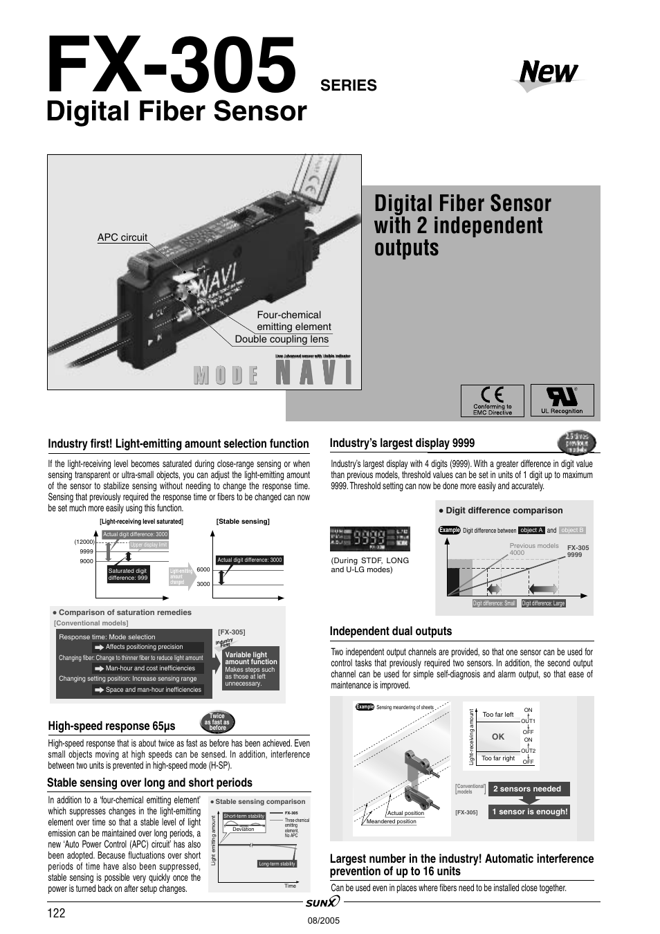 Fx-305, Digital fiber sensor, Digital fiber sensor with 2 independent outputs | Series | Panasonic Digital Fiber Sensor FX-301 User Manual | Page 65 / 66